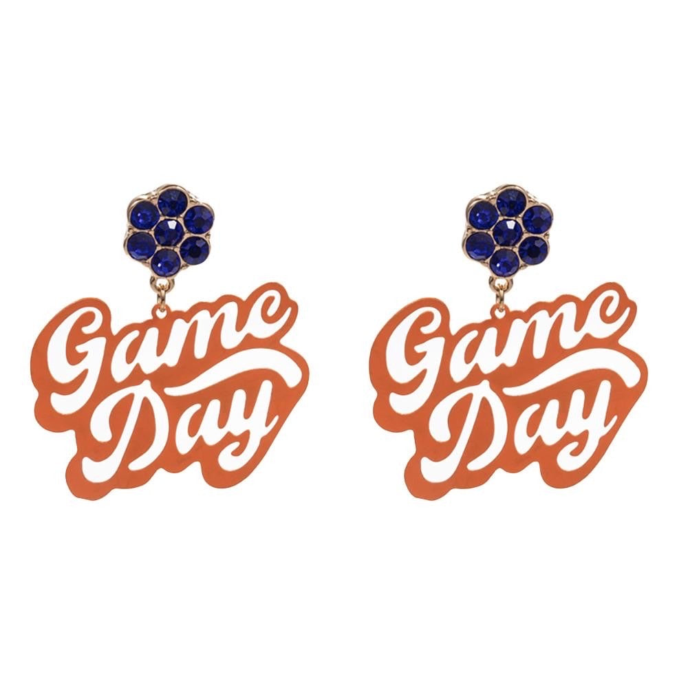 Orange Navy Game Day Earrings
