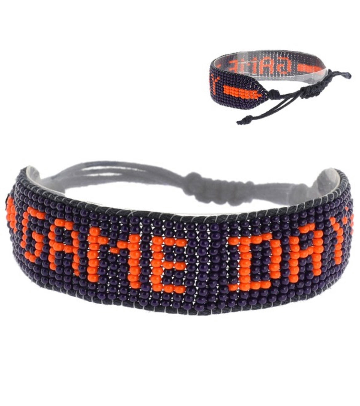 Navy Orange Game Day Seed Bead Bracelet