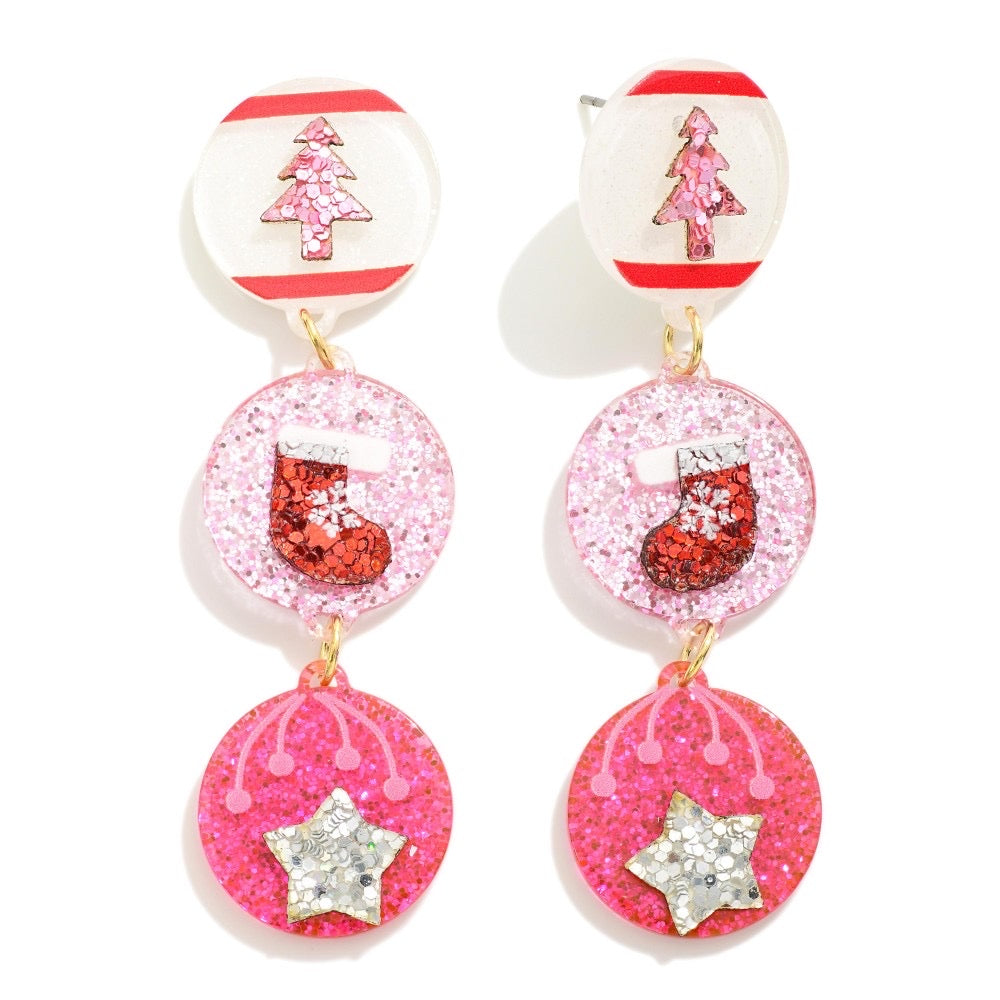 Pink Holiday Fun Earrings