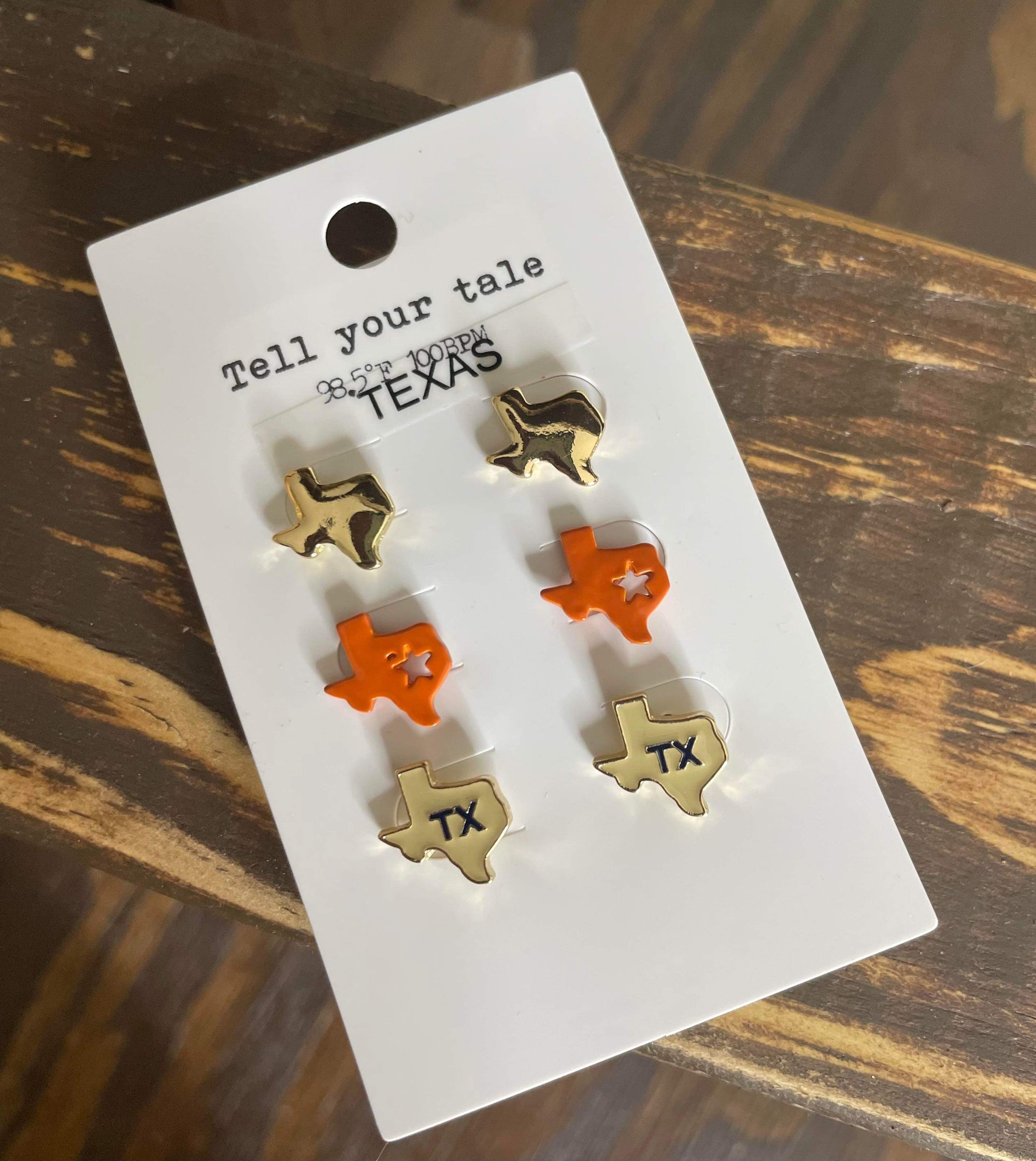 Orange Texas Love Earrings Set